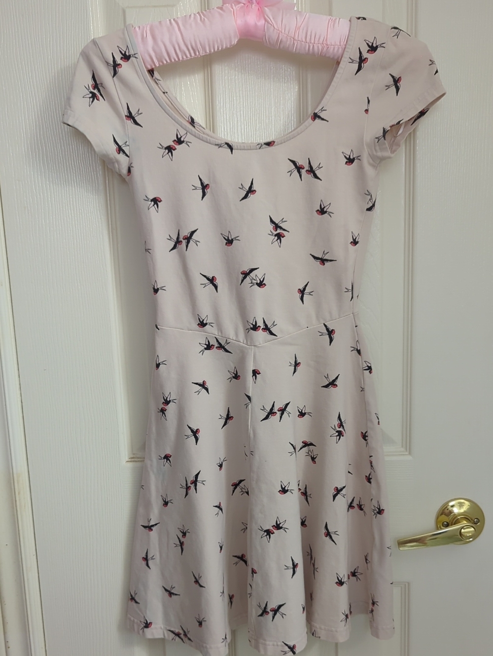 H&M Beige Dress with Birds Print